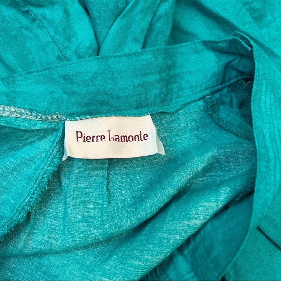Vintage Pierre Lamonte Teal Rayon Wide Leg Pants Size M 29 Waist - Picture 8 of 8
